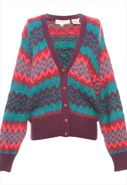 Multi-colour White Stag Patterned Cardigan - M