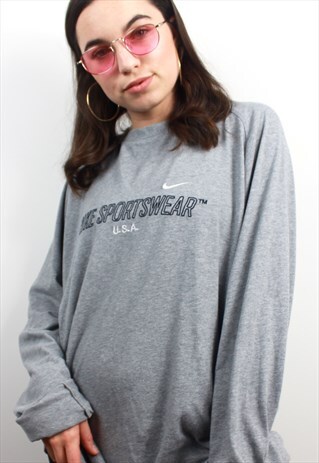 90'S RARE RETRO SPELL-OUT EMBROIDERED OVERSIZED TOP