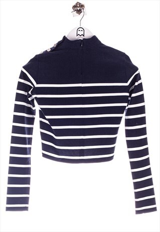 VINTAGE ZARA SWEATSHIRT QUERSTREIFEN MUSTER NAVY
