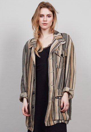 VINTAGE 90'S OVERSIZED STRIPED ARMANI JEANS COAT/JACKET