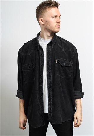 VINTAGE CORDUROY CORD SHIRT BLACK