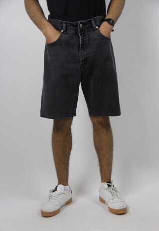 VINTAGE FADED BLACK DENIM SHORTS