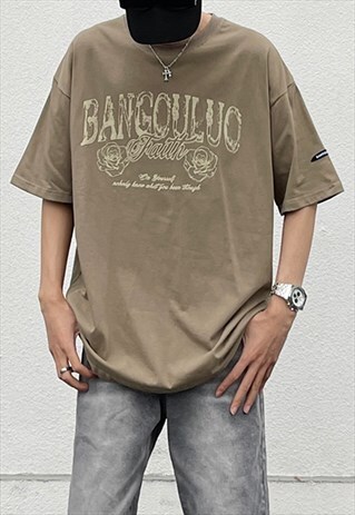 Khaki Graphic oversized T shirt tee