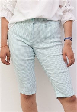 Women's 70's Vintage Checkerboard Funky Capri Pants Trouser