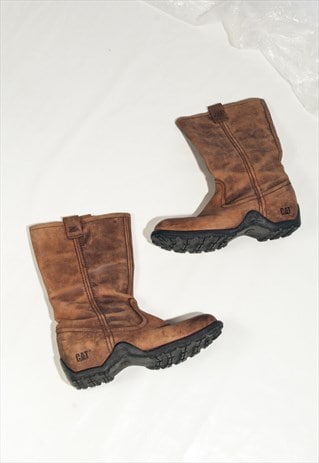 Vintage Y2K Caterpillar Boots Chunky Brown Leather