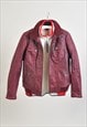 VINTAGE 00S REAL LEATHER JACKET IN MAROON