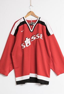 Vintage Nike Team Suisse Hockey Jersey Tshirt XL 19044