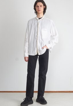 Vintage White Linen Long Sleeve Shirt