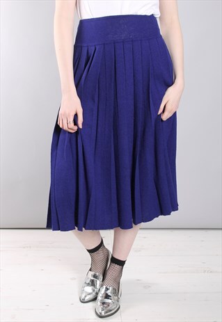VINTAGE 80S PURPLE KNIT PLEATED MIDI SKIRT