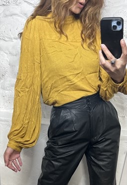 Viscose Mustard Boho Blouse - M