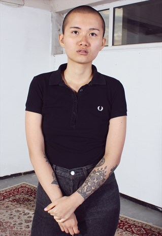 VINTAGE FRED PERRY BLACK POLO TEE