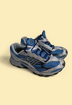 Y2K 2005 ADIDAS Silver Blue Athletic Shoes Retro Sneakers
