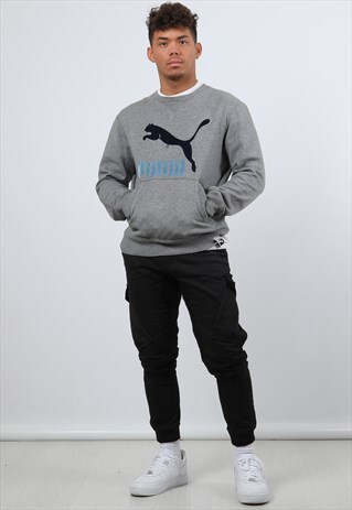 VINTAGE PUMA MEDIUM GREY APPLIQUE LOGO SWEATSHIRT