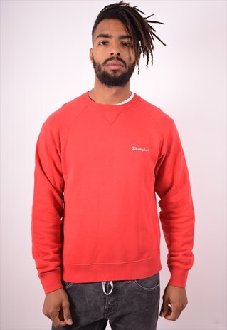 CHAMPION MENS VINTAGE SWEATSHIRT JUMPER MEDIUM RED 90S