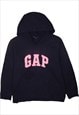 Vintage 90's Gap Hoodie Spellout Pullover Navy Blue XXLarge