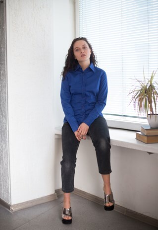 VINTAGE 80'S MINIMALIST SHIRT IN BLUE