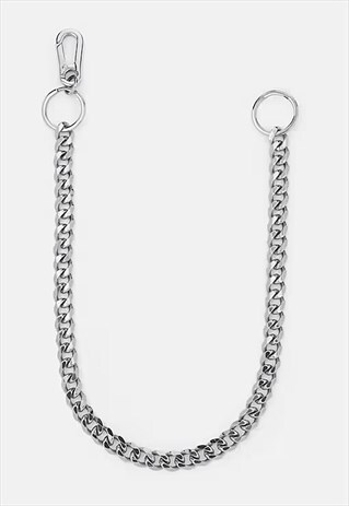 54 Floral Curb Jean Wallet Trouser Key Pocket Chain - Silver