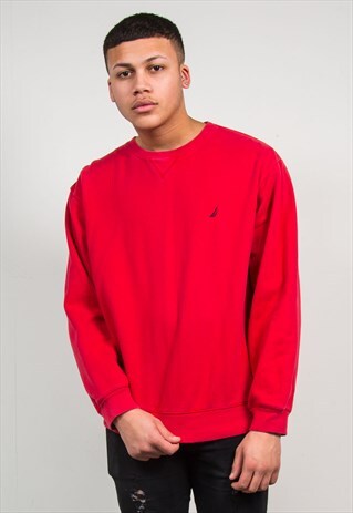 NAUTICA VINTAGE SWEATSHIRT RED SWEATER