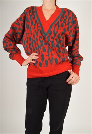 VINTAGE JUMPER WITH SHOULDER PADS MADE IN W-GERMANY (2937)