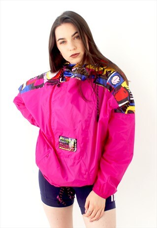 80'S RETRO PINK 1/4 ZIP FESTIVAL ANORAK