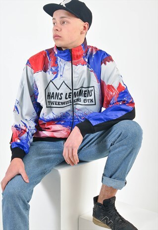 VINTAGE 90S SHELL JACKET IN ABSTRACT PRINT