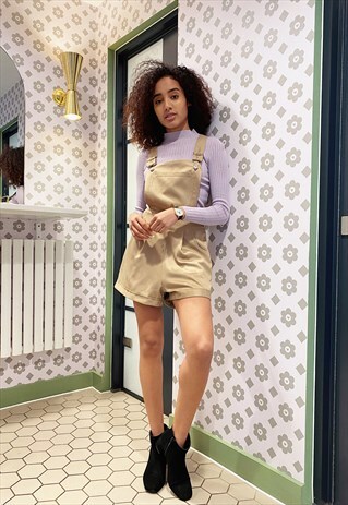 POLLY DUNGAREE SHORTS- OATMEAL