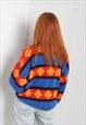 VINTAGE 80'S ABSTRACT CRAZY PATTERNED JUMPER MULTI 