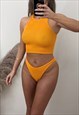 TANK CROP TANKINI SET IN BURNT ORANGE CRINKLE