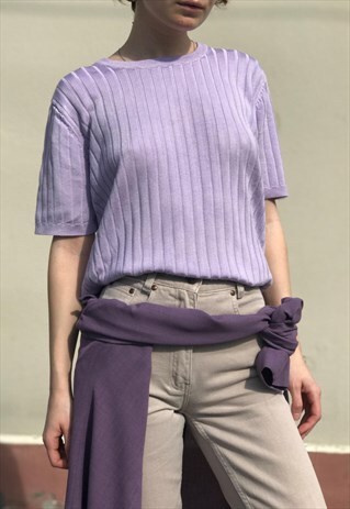 90S LAVENDER VISCOSE COTTON BLEND TOP