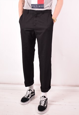 CALVIN KLEIN MENS VINTAGE TROUSERS W30 L32 BLACK 90S