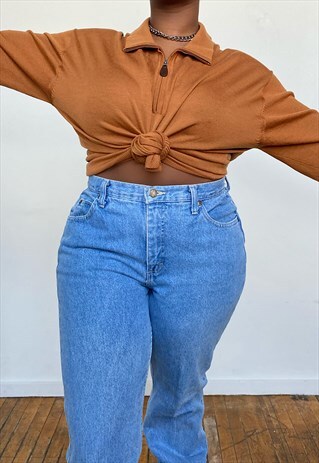 VINTAGE 80S OVERSIZED CAMEL PULLOVER SWEATER (L)