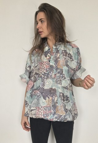 PATTERNED OVERSIZED RETRO VINTAGE UNISEX FESTIVAL SHIRT. ALL