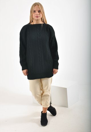 VINTAGE OVERSIZE KNITWEAR JUMPER IN BLACK