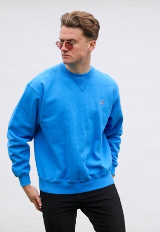 CHAMPION USA MINIMALIST BRANDEIS BLUE SWEATSHIRT