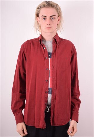 YVES SAINT LAURENT MENS VINTAGE SHIRT MEDIUM RED 90S