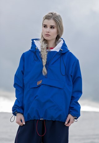 OVERSIZED WINDBREAKER HOODIE IN ROYAL BLUE