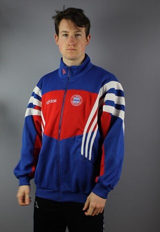 VINTAGE ADIDAS BAYERN MUNICH JACKET IN BLUE WITH EMBROIDERY