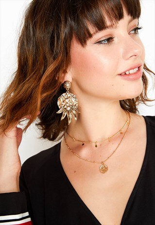 GOLD TONE METAL DISC EARRINGS