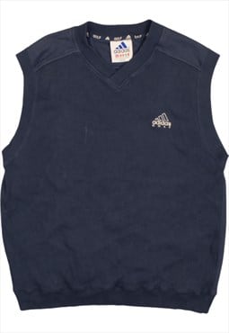 Vintage 90's Adidas Gilet Vest Sleeveless V Neck Navy Blue