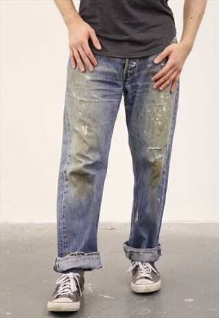 VINTAGE BLUE LEVI'S 501 PAINT JEANS
