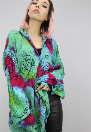 VINTAGE 80S/90S OVERSIZED PATTERNED SHIRT