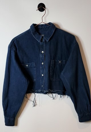 REWORKED VINTAGE DENIM SHIRT BLOUSE SIZE 16-18