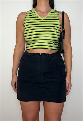 REWORKED VINTAGE ADIDAS GREEN STRIPE 90S TANK CROP TOP