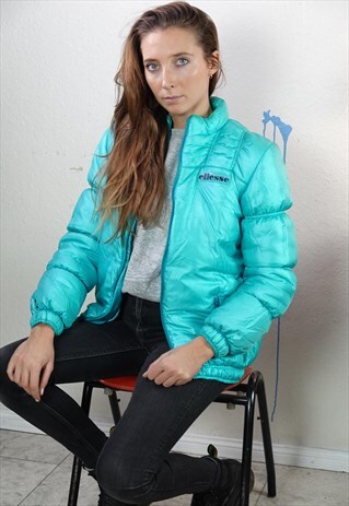 VINTAGE 90S ELLESSE PUFFER JACKET BLUE WOMEN
