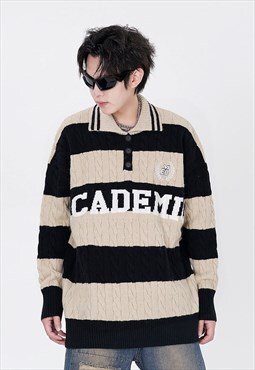 Academia sweater preppy jumper high school punk top in cream