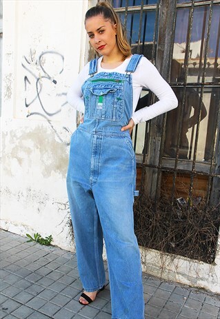 LIGHT BLUE DENIM OVERSIZED FIT DENIM DUNGAREES