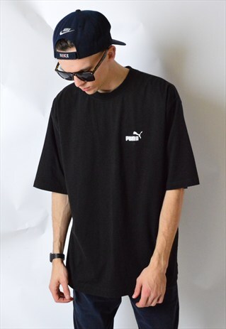 VINTAGE 90S BLACK MINIMALIST PUMA T-SHIRT