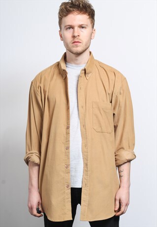 VINTAGE CORDUROY CORD SHIRT BROWN