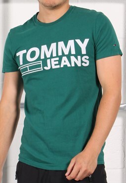 Vintage Tommy Hilfiger T-Shirt in Green Crewneck Tee Small
