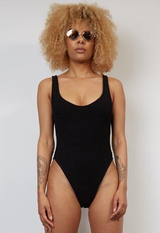 VINTAGE 80'S TEXTURED BLACK SWIMSUIT